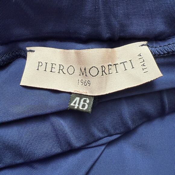 Piero Moretti Royal Blue Casual Italian Pants Size 46  Side Pockets Stretchy - Picture 4 of 5